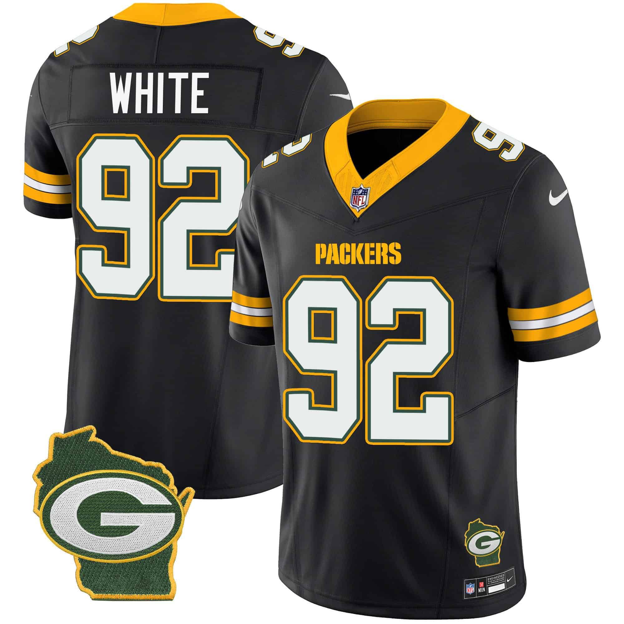 Men Green Bay Packers #92 White Black 2024 Nike Home Patch Vapor NFL Jersey style 1->indianapolis colts->NFL Jersey
